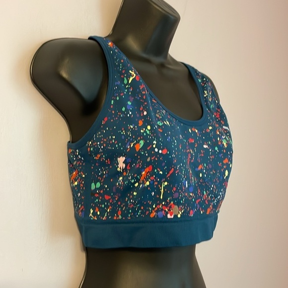 Cacique PRIDE Teal Rainbow Paint Splatter Bralette Sports Bra size 18/20 - Picture 3 of 13